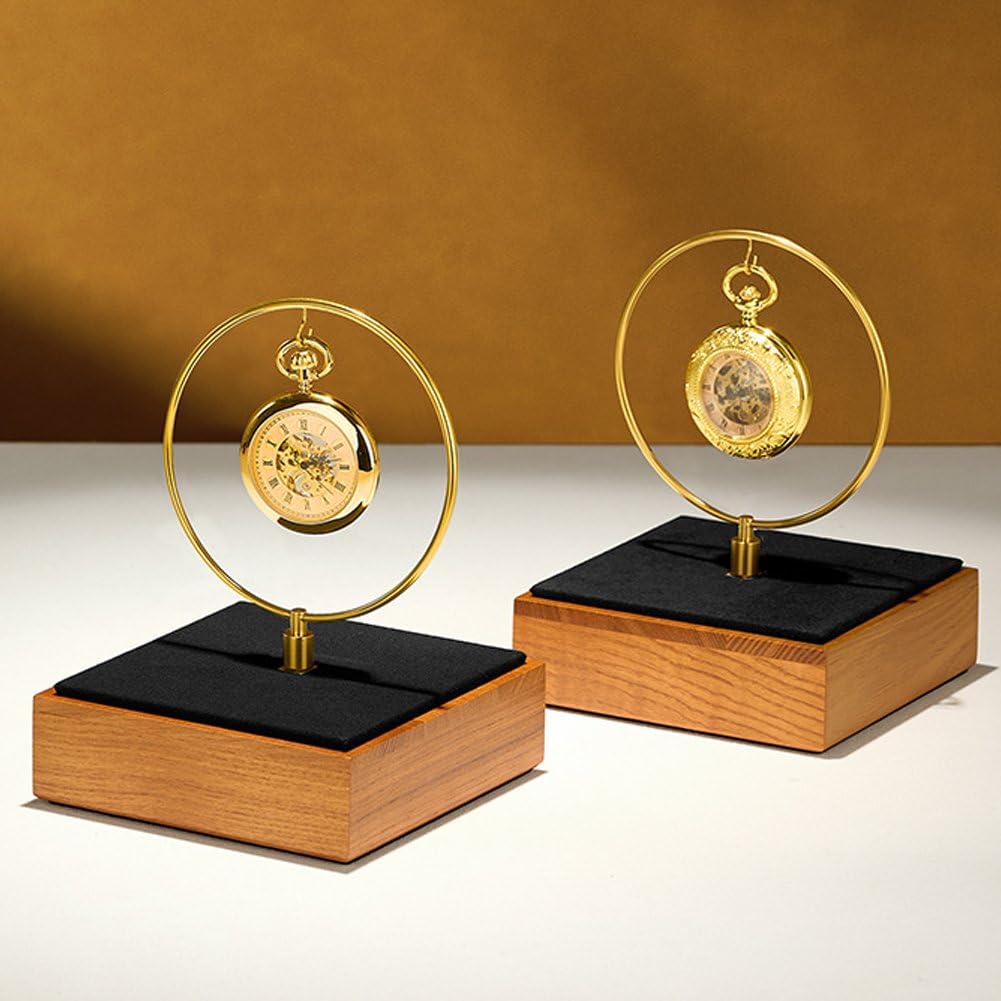 Estante para Relojes De Madera Y Metal, Soporte para Exhibir Relojes De Bolsillo, Ideal para Colecciones De Relojes Y Joyas, Y para Almacenamiento De Escritorio.