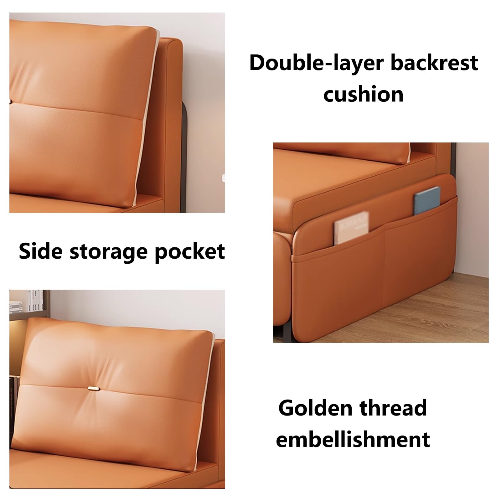 Recamiere mit Schlaffunktion und Bettkasten Schaumstoff- und Latexfüllung Waschbarer Katzenkratzstoff Liegesessel Garten Seitliche Aufbewahrungstaschen Geeignet für Arbeitszimmer, Atelier, Balkon(B,20