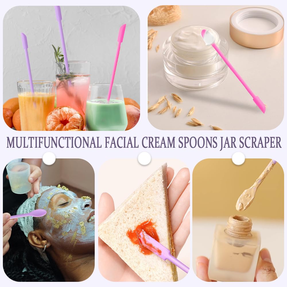 TRKETK 6 Pcs Mini Silicone Spatula Set including Facial Cream Spoons, Jar Scraper - Image 4
