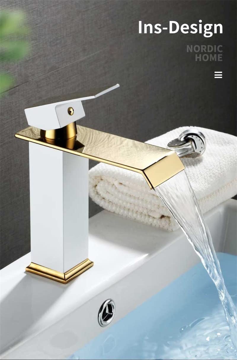 Waschbeckenarmatur, Wasserfall-Mischbatterie, Einhebel-Deckmontage, Heiß- und Kaltmischer für Küche & Bad, Vintage-Design, einfache Installation