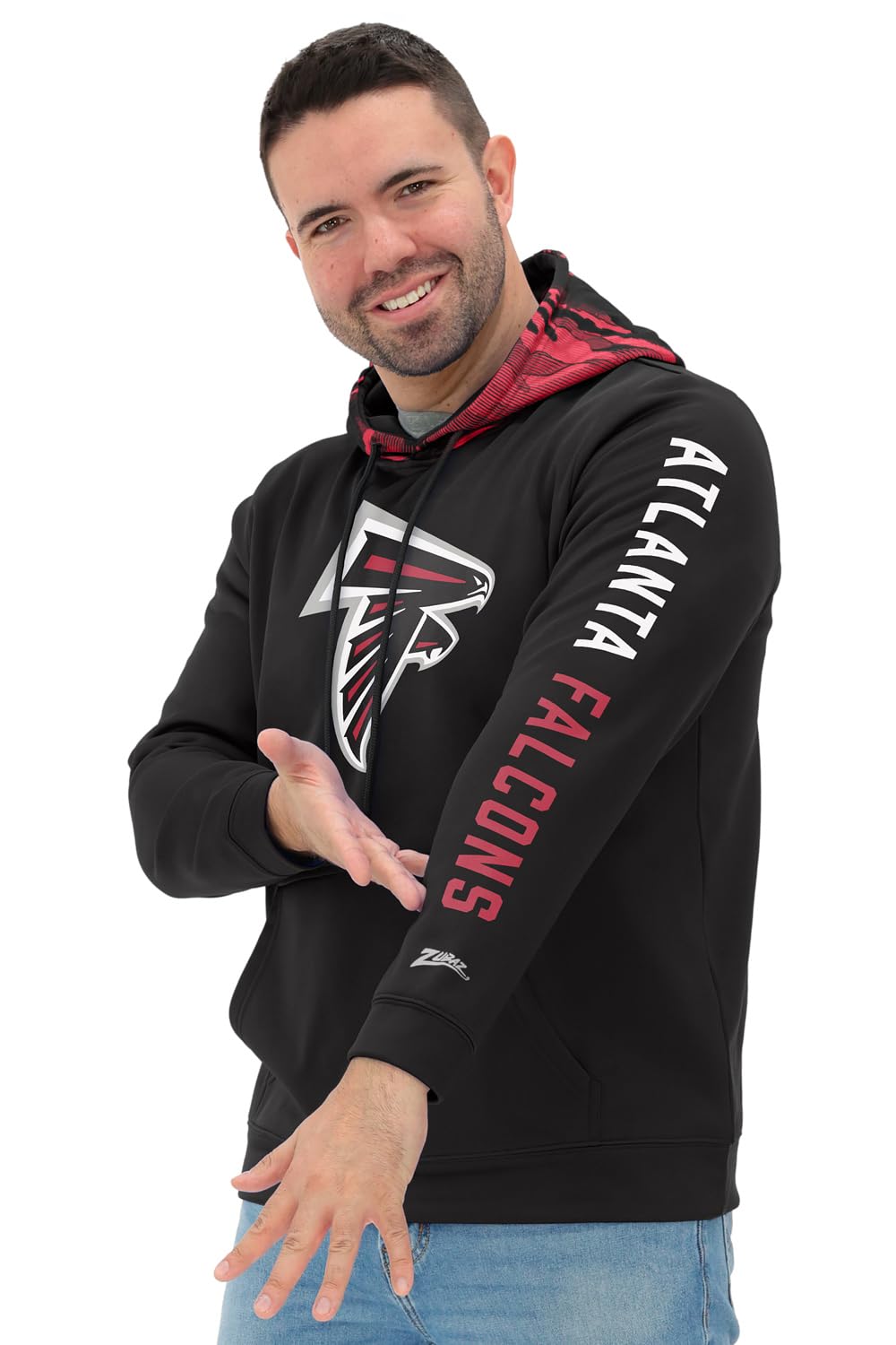 Zubaz NFL Football Men's Solid Team Hoodie with Camo Lined Hood and Sleeve Graphic — view 117