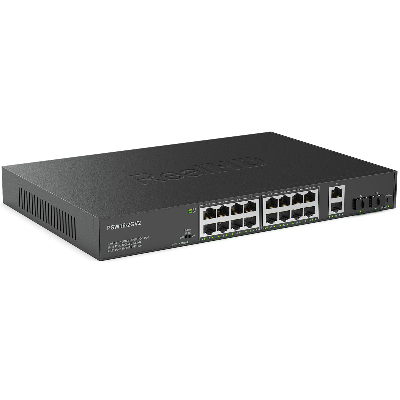 Amazon.com: 16 Port Full Gigabit PoE Switch with 2 *Gigabit SFP