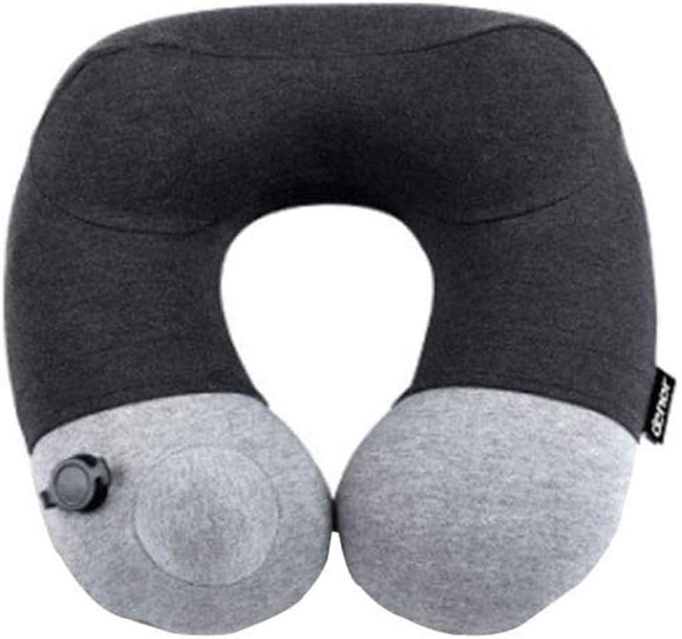 Inflatable Neck Travel Pillow - Soft Washable Cover and Compact Packsack with Travel Clip - for Lightweight Support in Airplane, Car, Train, Bus and Home - Gray (Color : A)