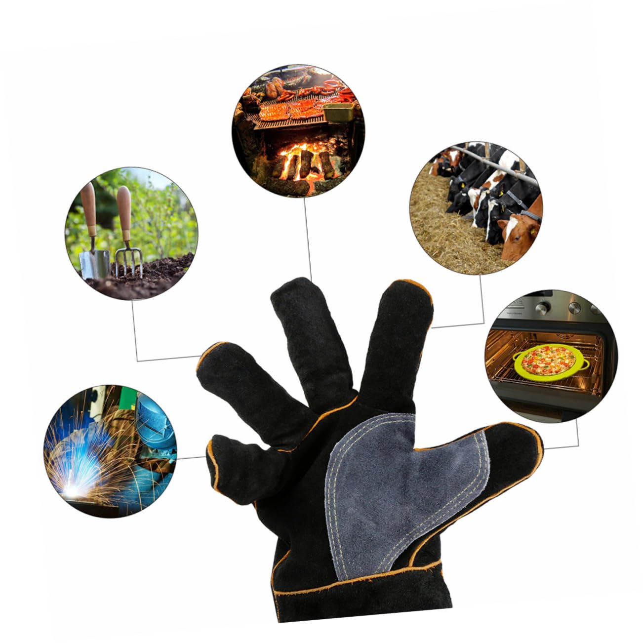UPKOCH Par 16 fragua guantes de construccion guantes de guante de jardineria Guantes de cocina guantes de trabajo guantes para hornear guantes anti-escaldaduras horno estufa Trabaja