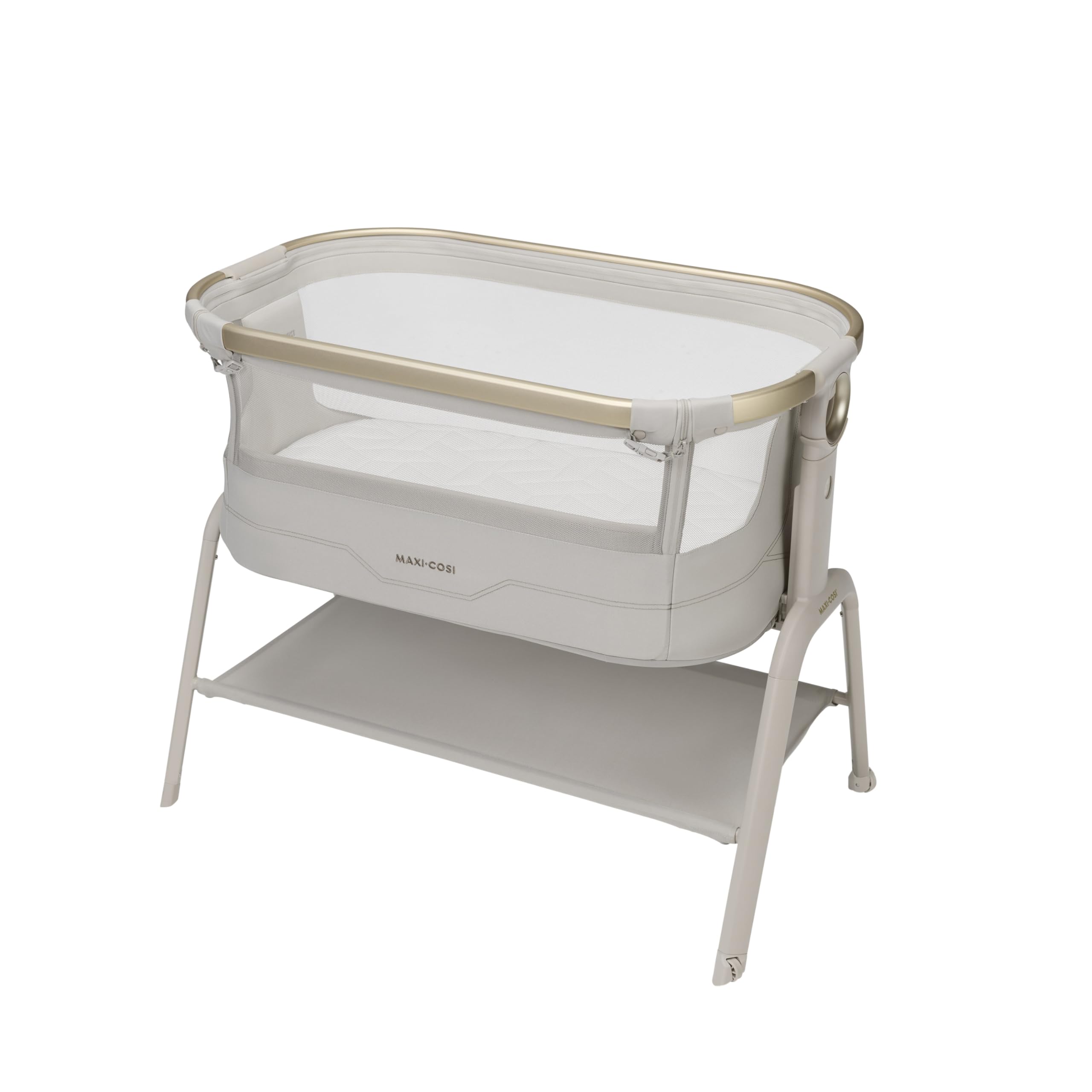 Maxi Cosi Iora² Cuna Colecho, 0-6 Meses (9 kg), Cuna Colecho Bebé Plegable y Ligera, Colchón CloudCore de 5cm, 5 Niveles de Altura, 2 Ruedas con Deslizamiento Suave, Fácil de Mover, Elegance Beige