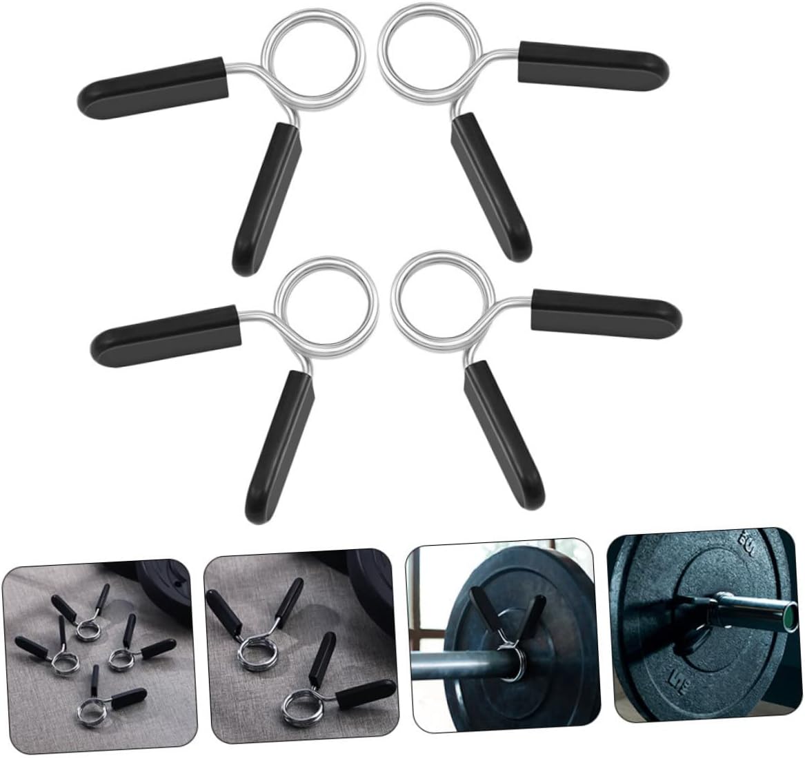 4PCS Barbell Clips Spring Lock Collars for Weightlifting Secure Buckle for Barbell Sturdy Plastic Anti-Slip Design for Gym and Home Workouts