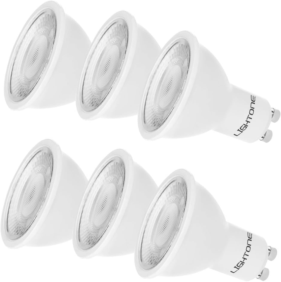 Lightone GU10 LED Bulbs, 50W Halogen Bulbs Equivalent, Warm White 3000K, 5W 450LM, MR16, 6-Pack