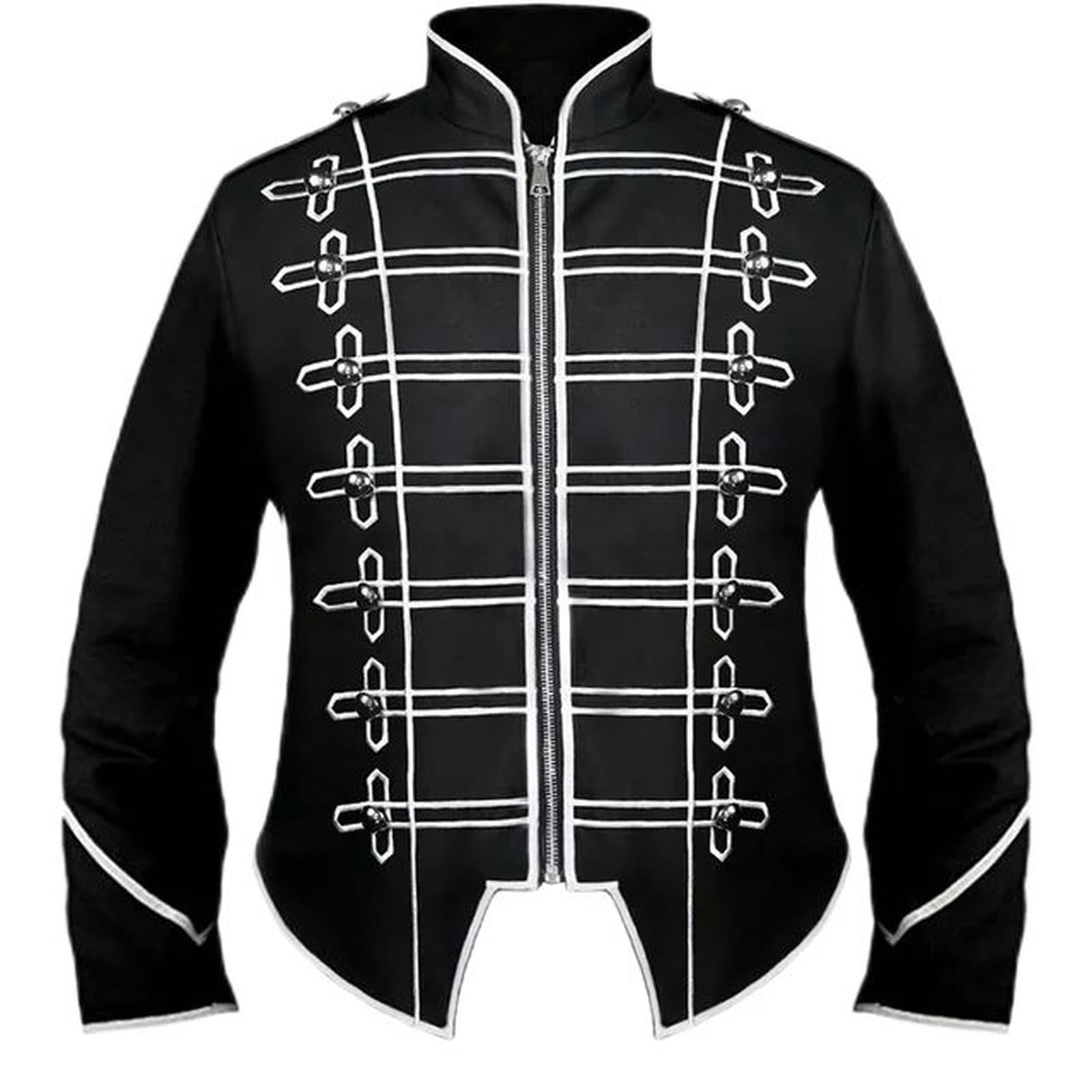 Giacca da parata gotica milare Vintage da uomo bottoni ricamati tinta