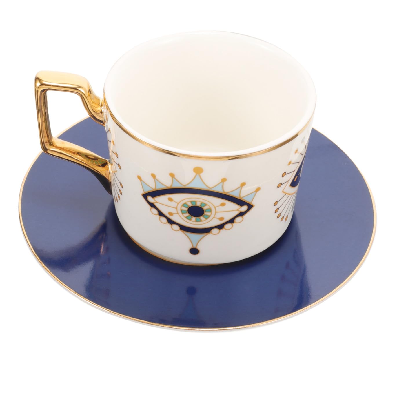 Set Di Tazze Da Caffè in Ceramica Con Occhio Diabolico E Manico Tazza Da Tè in Ceramica Con Piattino Design Elegante Per Casa E Ufficio