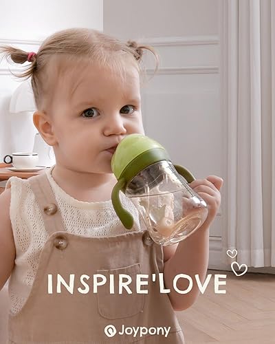 Miniatura 7 de Vasos para sorber para niños pequeños de 1 a 3 años, a prueba de derrames, con popote con asa, para bebés de 6 meses de edad, 2 popotes de silicona,