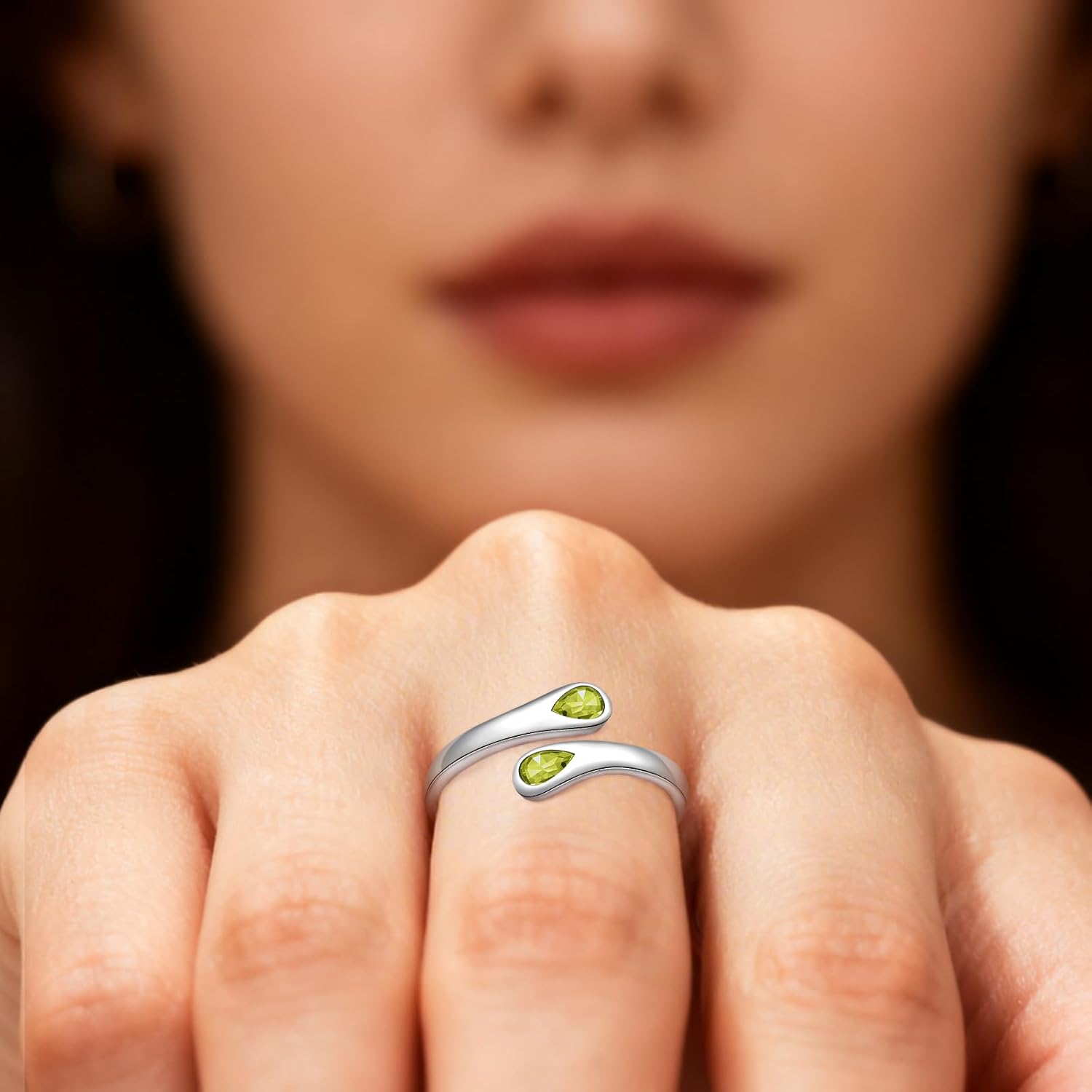 Adjustable Thumb Birthstone Rings for Women 925 Sterling Silver Love Promise Ring for her Daughter Granddaughter Birthday Christmas Gifts - Image 3