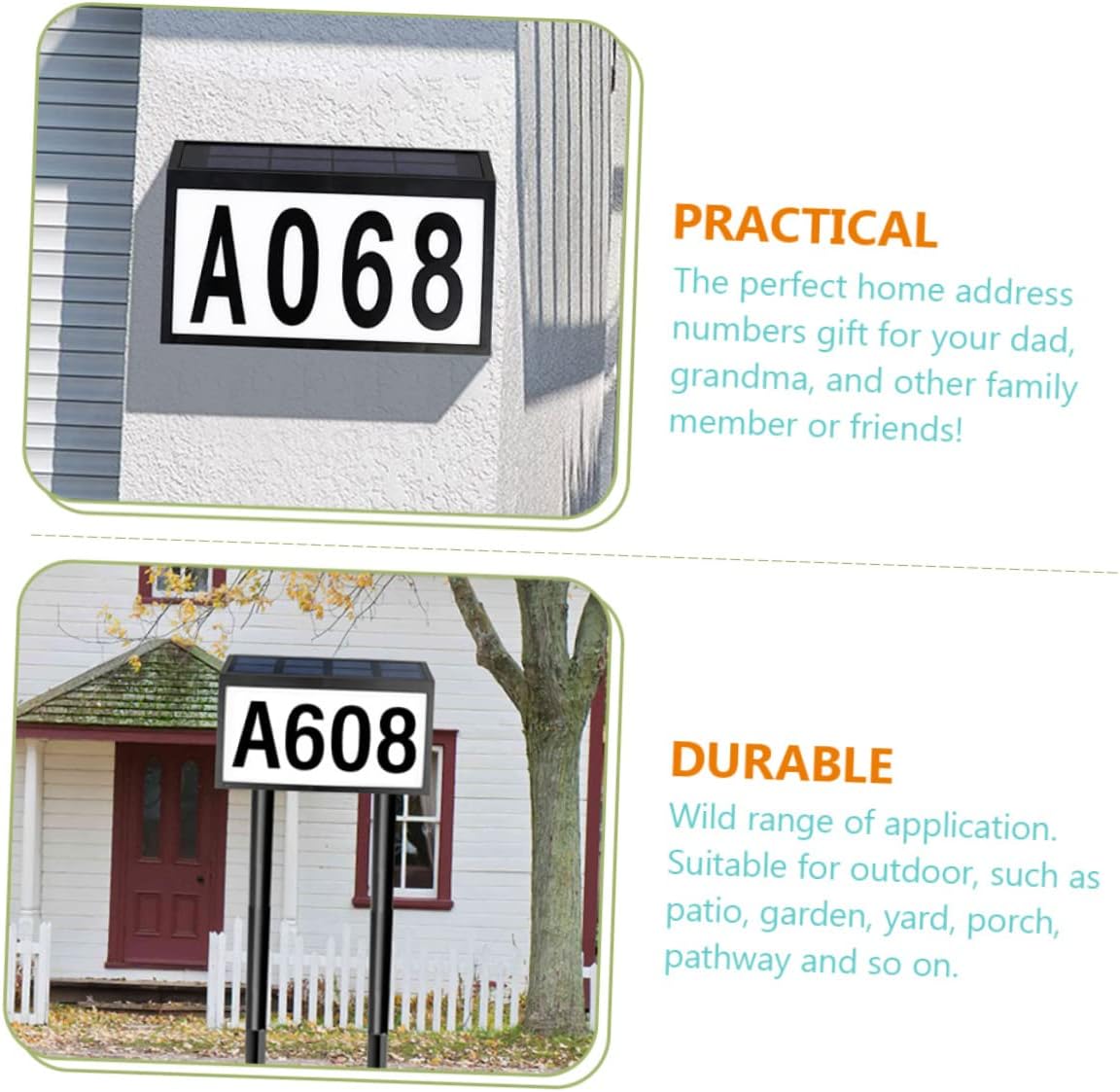 1set Solar House Number Sign Light Solar Doorplate Lamp for Outdoor Use Easy to Install Address Number Display Led Illumination