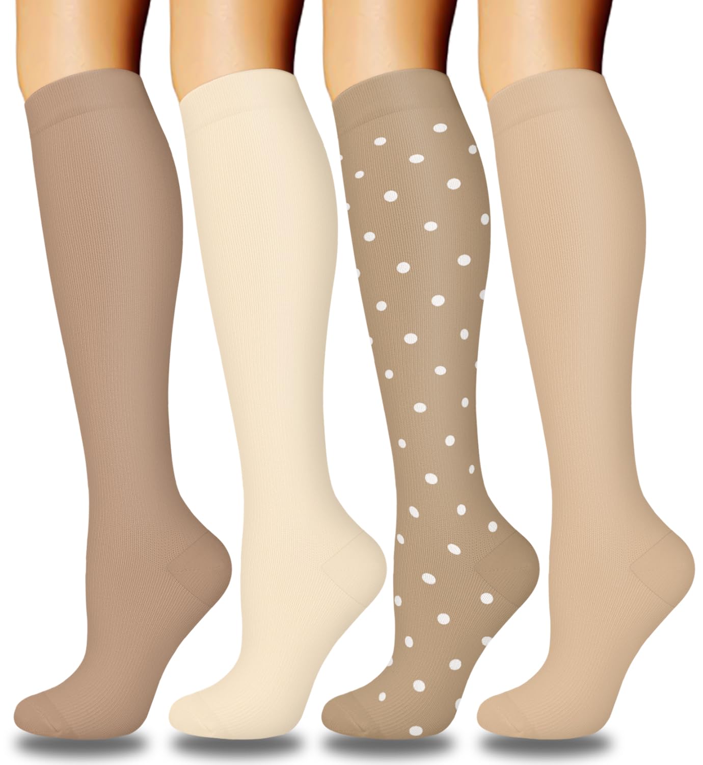 ACTINPUT Bas de Contention Femme et Homme，4 Paires Chaussettes de Compression pour Sportive, Cyclisme, Voyage en Avion, Course à pied, de Grossesse，de Vol et de Voyage