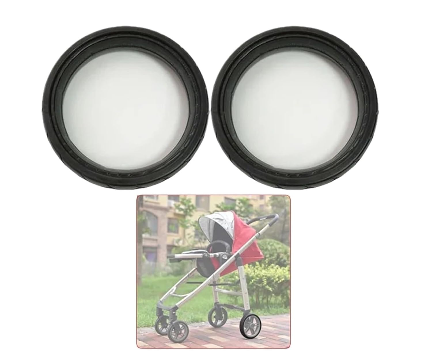 Stroller Wheel Tire Buggy Wheel Tire Compatible with Uppababy Cruz V1 Pushchair Front Or Rear Wheel Tyre Cover Baby Stroller Replace Accessories for Rollers Accessories(2 Front tire Cruz V1)