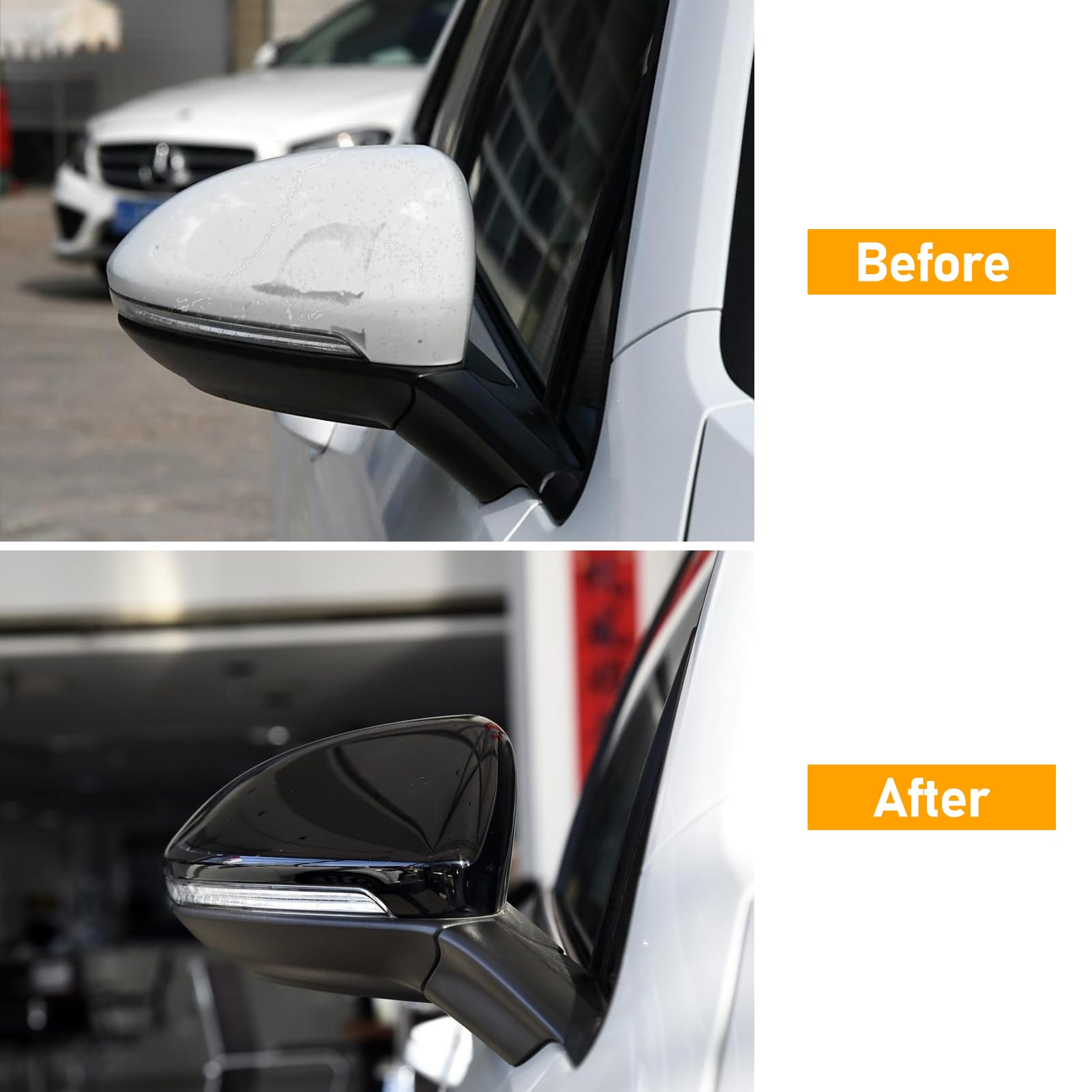 TTCR-II 2 PCS Compatible avec Coque de Rétroviseur VW Golf 7 Golf 7.5 2013-2018, Coques de Remplacement Rétroviseurs Auto Volkswagen Golf Hatchback/Estate/Alltrack Gauche + Droite-Noir