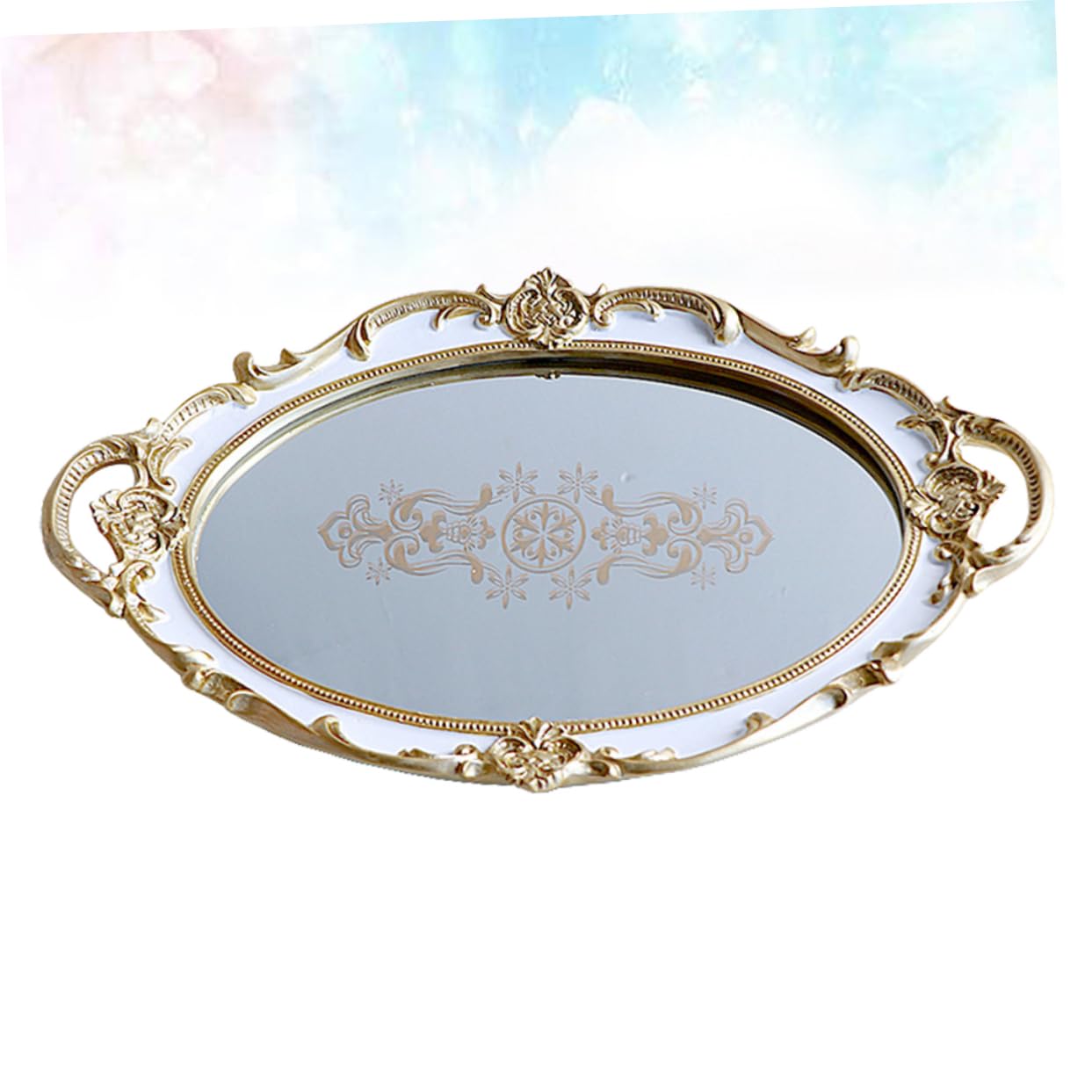 IMIKEYA vassoio ovale vassoio per piccoli oggetti porta profumo a specchio piatto di gioielli comodini bedside table mirror piatto per riporre la collana