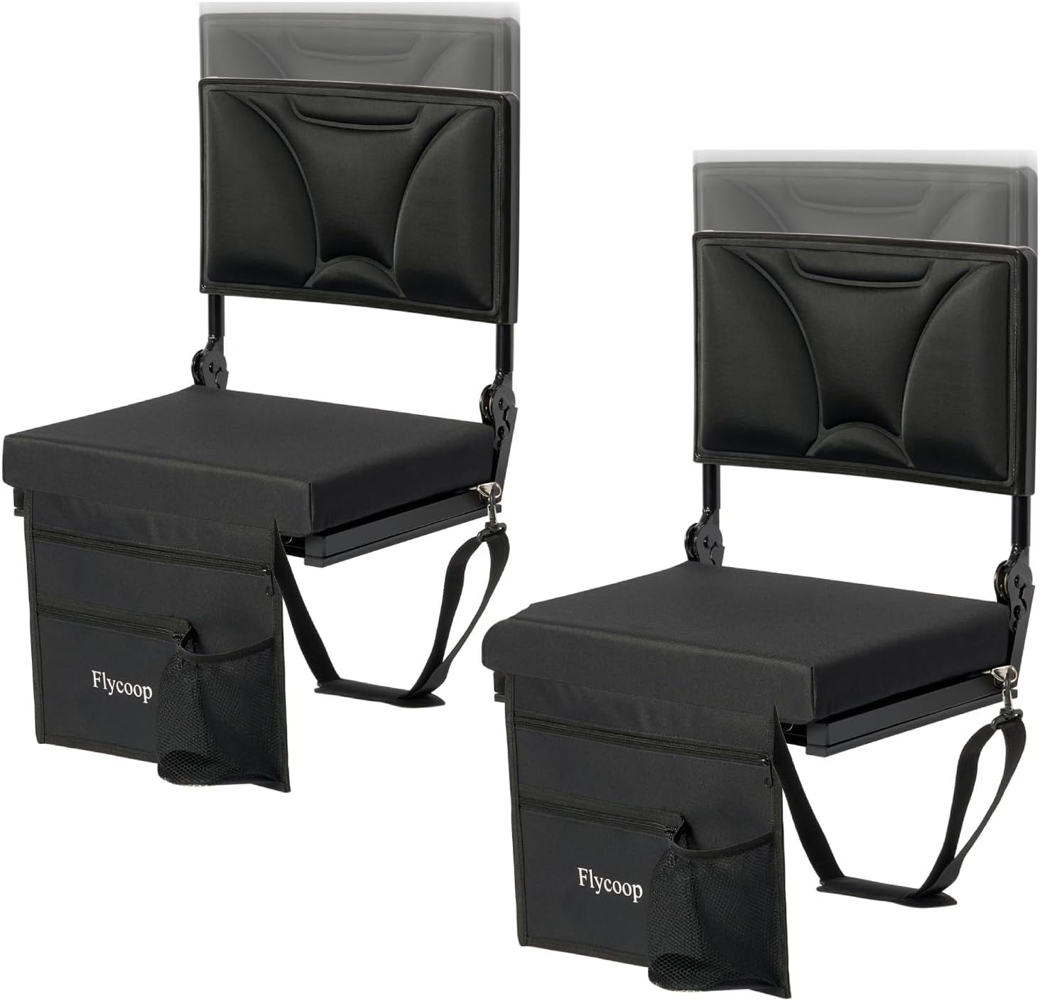 Stadium Seating for Bleachers, Stadium Seats with Back Support Bleacher Chairs with Back and Cushion Reclining Position Bleachers Chair with Cushion for Sport Events Camping (2)