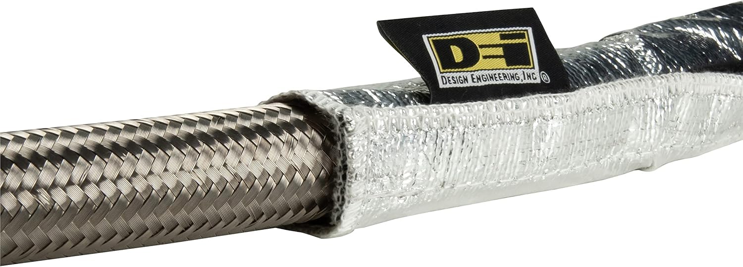 Design Engineering Heat Shroud™ – 1/2" – 1-1/4" I.D. x 3 ft Aluminized Line Sleeving | High-Temperature Protection | Hook & Loop Closure