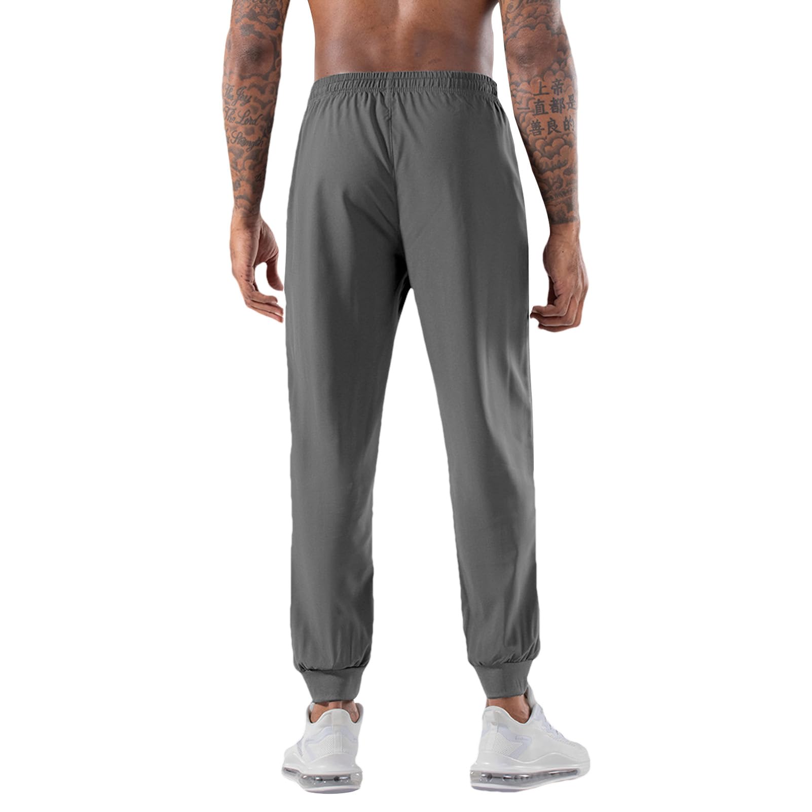 Hombre Verano Pantalones Deportivos Elásticos Ligeros con Bolsillos con Cremallera Pantalones Finos Informales (Fondo Abierto/Fondo Cerrado)