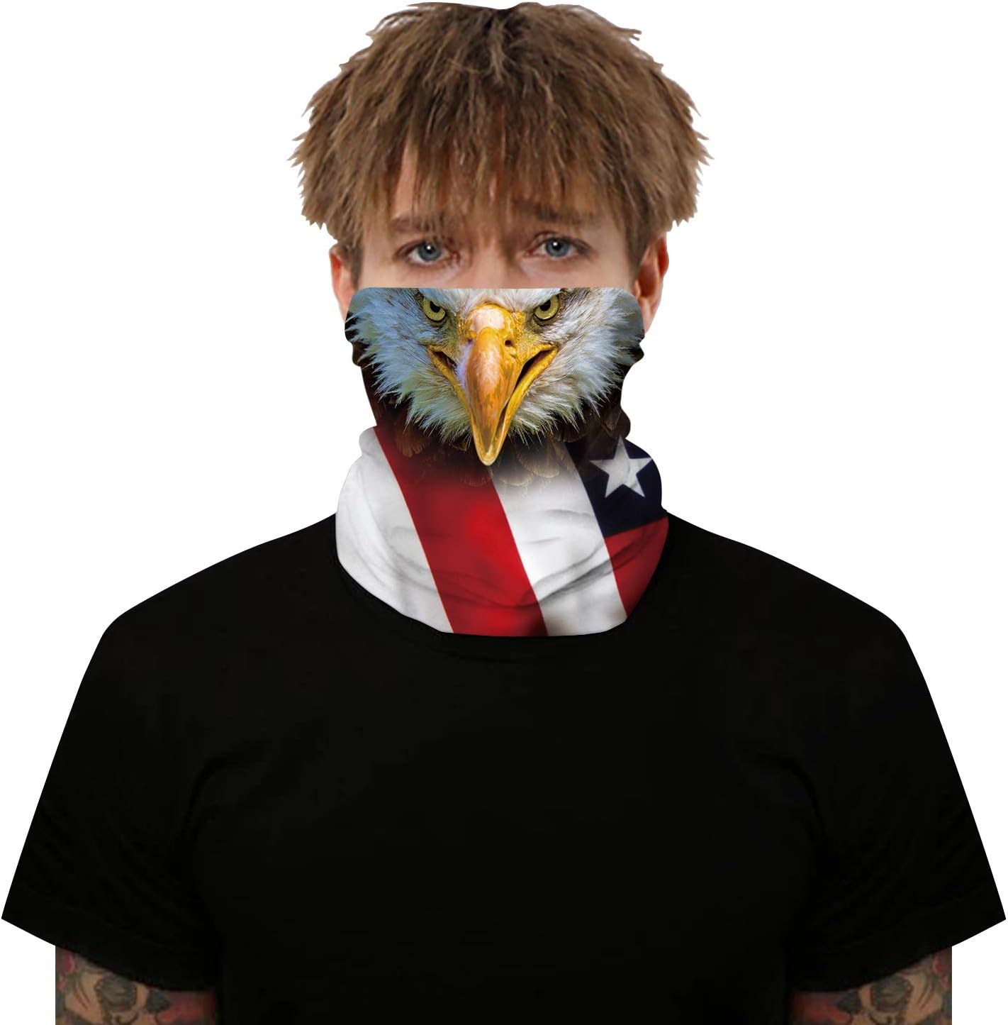 Multifunctional Bandana Face Mask for Men Women and Children, Reusable Face Cover for Dust Festivals Sports Party Outdoor Elastic Headband Flag (FM049) : Sports & Outdoors