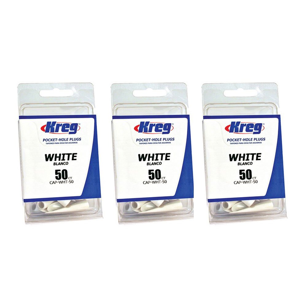 Kreg CAP-WHT White Woodworking Pocket Hole Plastic Plugs, 150-Pack by Kreg