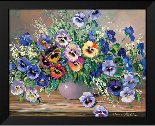Vista 2 de ArtDirect - Paleta, Anna 18x15 Black Modern Framed Art Print Titled: Bouquet of pansies Black Modern Wood Frame,Black Modern Wood Frame with Double