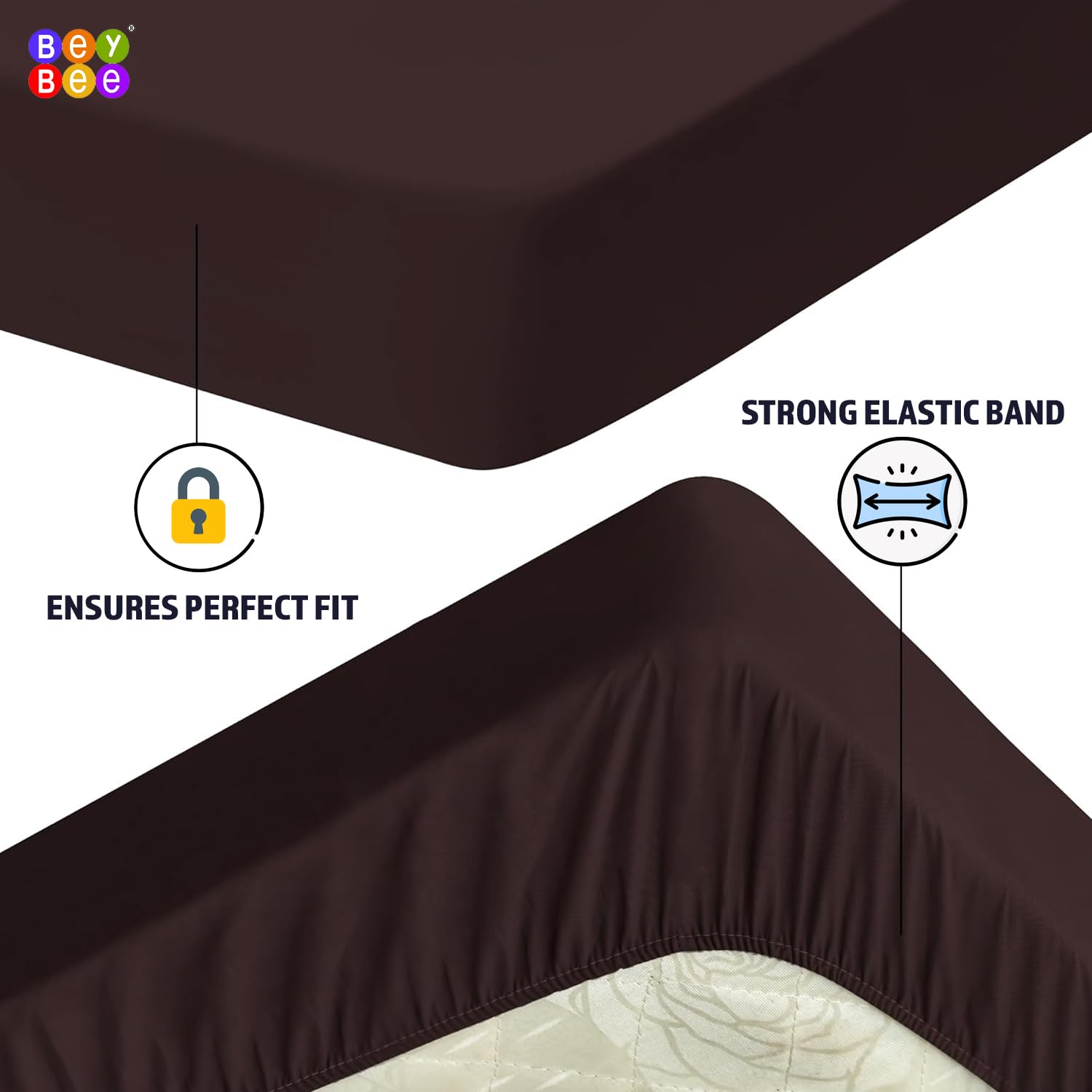 BeyBee 100% Waterproof Interlock Mattress Protector | Breathable, Hypoallergenic, Washable & 2X Absorbency | Soft & Slim Easy Elastic Fitted Bed Protector (Size-78 * 60, Chocolate) - Image 3 thumbnail