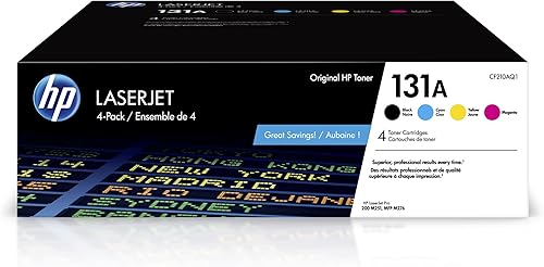 HP Cartuchos de tóner 131A negro, cian, magenta y amarillo para impresoras HP | Funciona con serie de impresoras: LaserJet Pro 200 color M251,