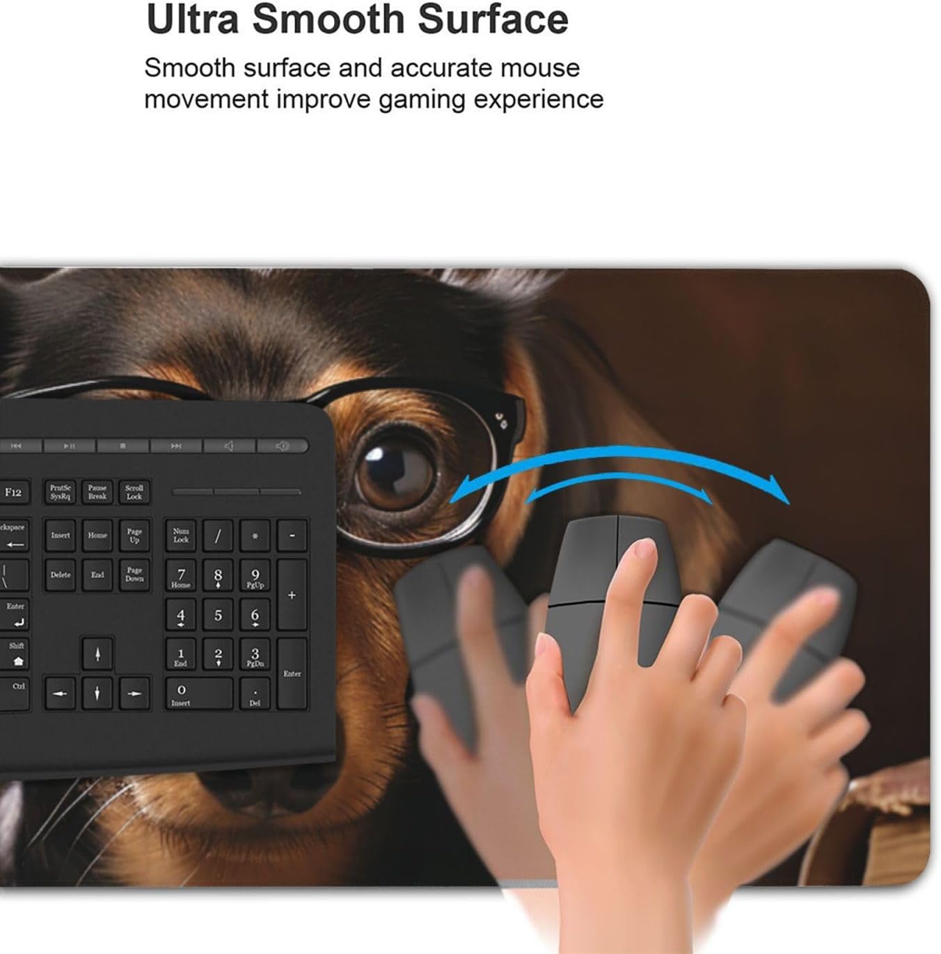 Large Gaming Mouse Pad with Non-Slip Rubber Base, Dachshund Book Mouse Mat with Stitched Edge, 35.5"x16" Extended Desk Mat for Laptop Desk Pad, Keyboard Pad for Office Desk Protector