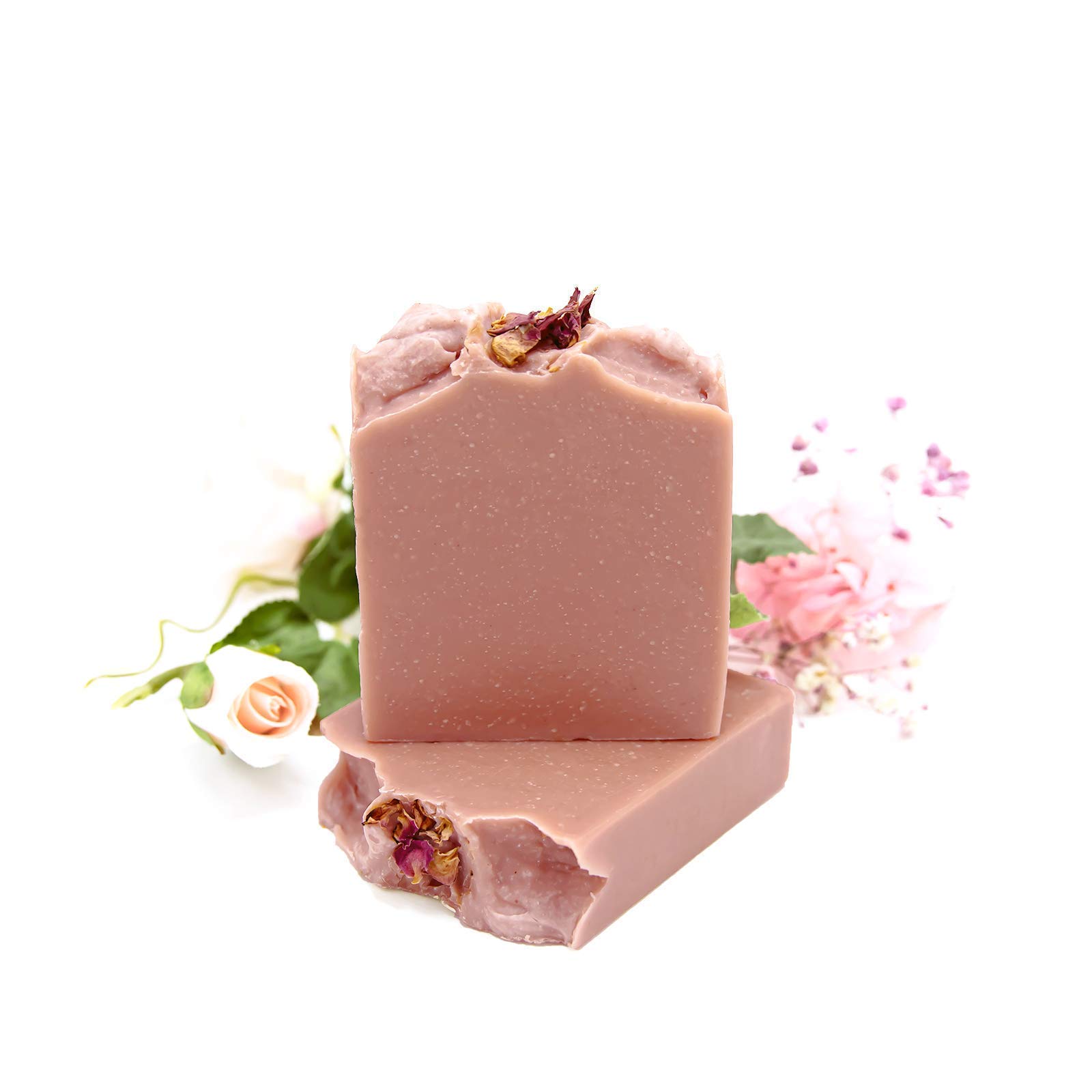 Natural Amor Handmade Rose Geranium Soap – Cold Process Bar Soap with Rose Clay & Essential Oils, 2 Pack, 4.3 oz Each