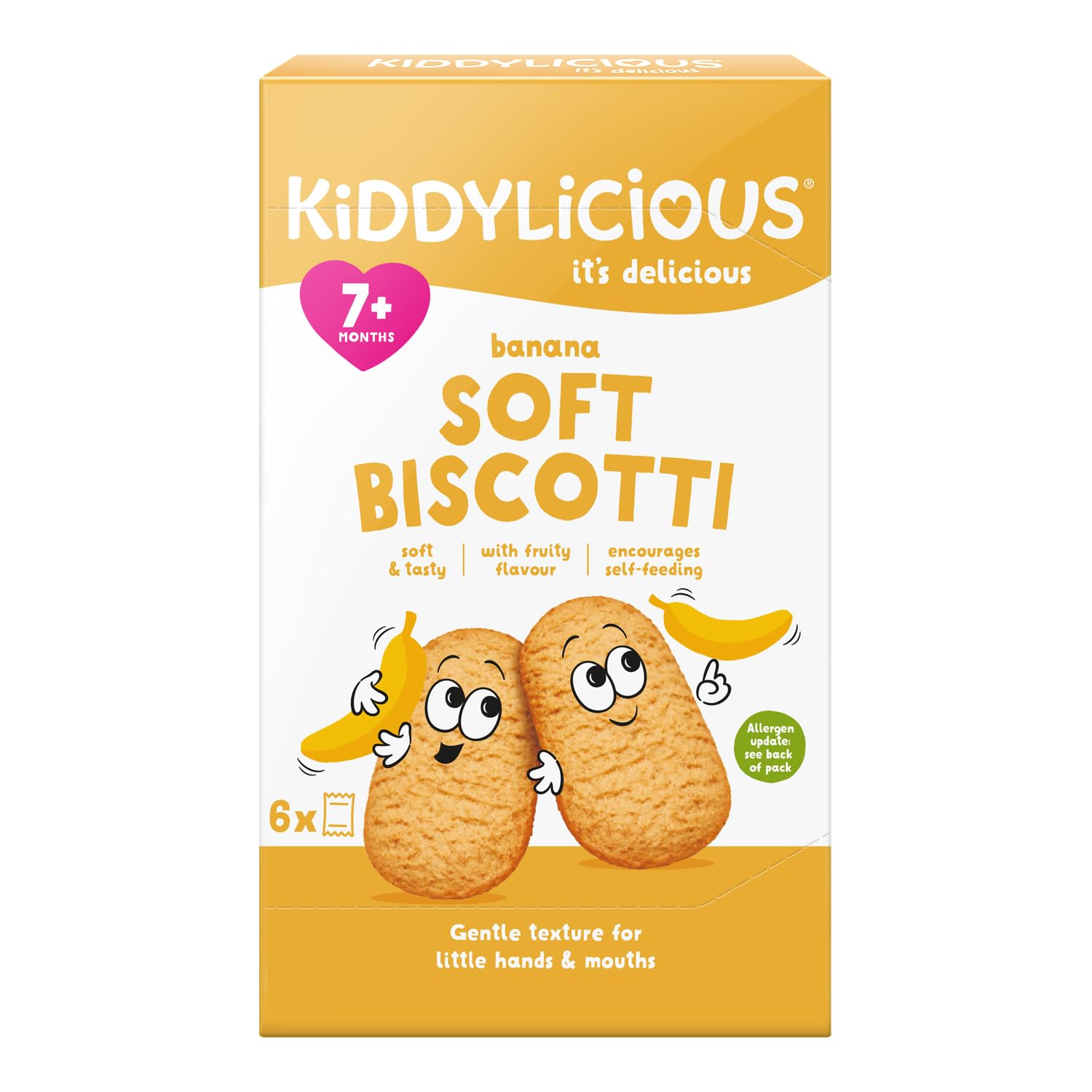 Kiddylicious Banana Soft Biscotti, 6 x 20g