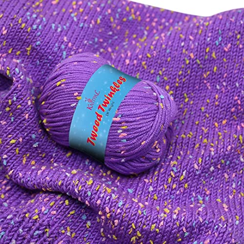 Knitpal Tweed Twinkles Soft Acrylic Speckled Baby Yarn For Kitting Or Crocheting Blankets, 8 Skeins, 696 Yards/400 Grams, Dk #3 (Orchid Purple) #TOP19