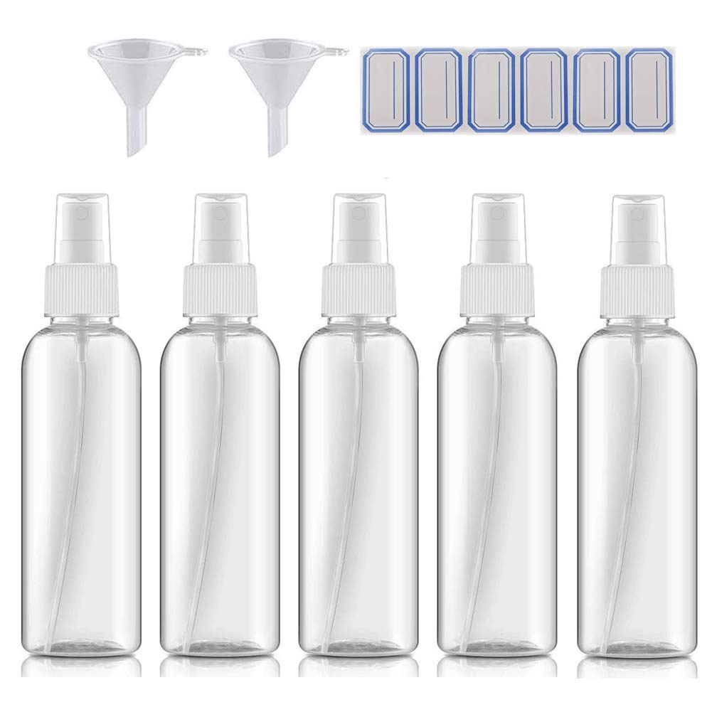 DreiWasser 5x 100ml Zerstäuber Sprühflaschen leer, Sprayflasche für Parfüms, Öle und Festiger