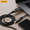 Type-C To Type-C 240W 1.2 M Dijital Watt Göstergeli Metal Uçlu Şarj Kablosu iPhone 17, 16, 15, Samsung Galaxy S24, S23, Pixel, iPad, MacBook, Nintendo, Xiaomi Uyumlu, Siyah
