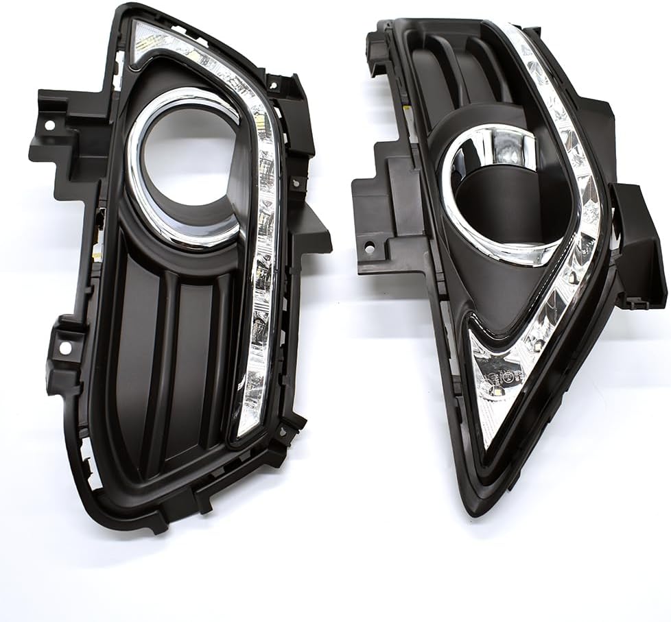 Front Bumper Fog Lamp Compatible With Ford Fusion 2013 2014 2015 2016 White LED DRL Daytime Running Lights LED Daylight Accessories