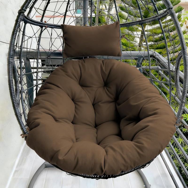 Farmaish Swing Chair Cushion for Hanging Basket Chair Swing with Polyester Cloth Cushion for Hanging Chair/Outdoor Egg Swing Chair/Garden Swing Jhula, Seat Padded Pillow (Brown)-image-44