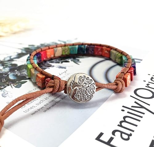 Miniatura 4 de ZOSOJONA 7 Chakra Bracelet Bohemian Handmade Leather Wrap Healing Protection Natural Stone Yoga Beaded Bracelets Boho Friendship Jewelry