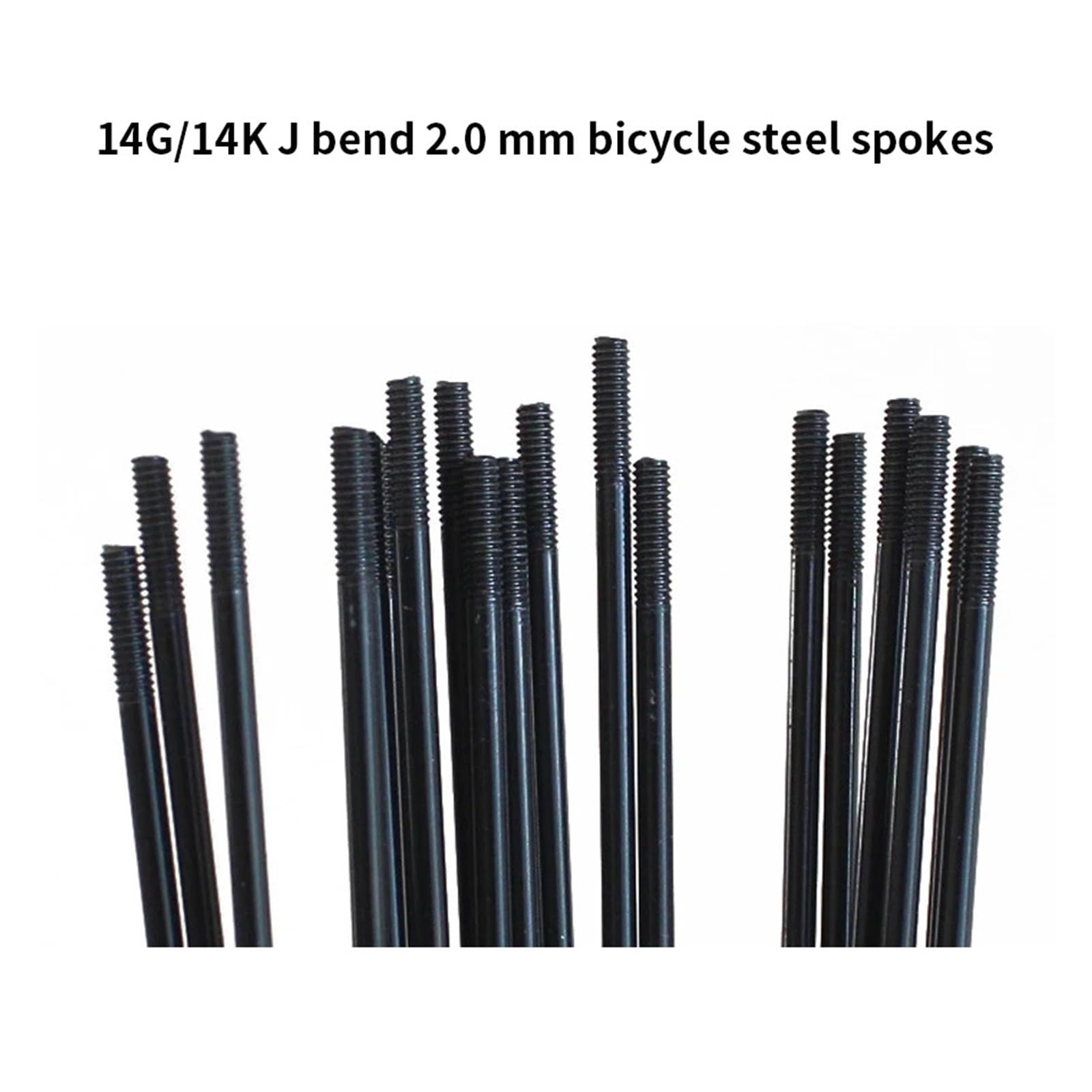 36 radios de acero para bicicleta de montaña/carretera 14G, color negro, 170 mm-300 mm