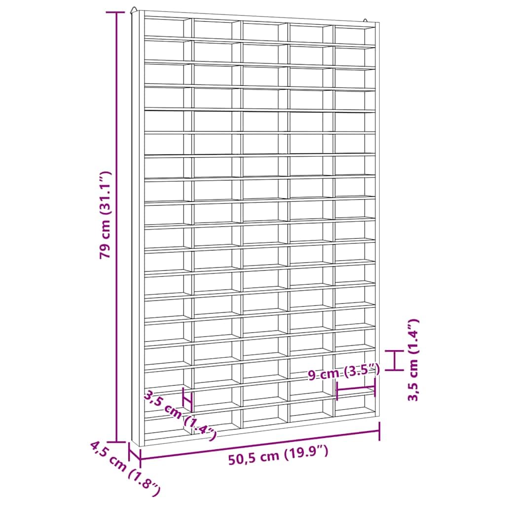 Vitrina de Madera para coleccionistas con 90 Compartimentos 50,5x4,5x79 cm Marrón,4017379