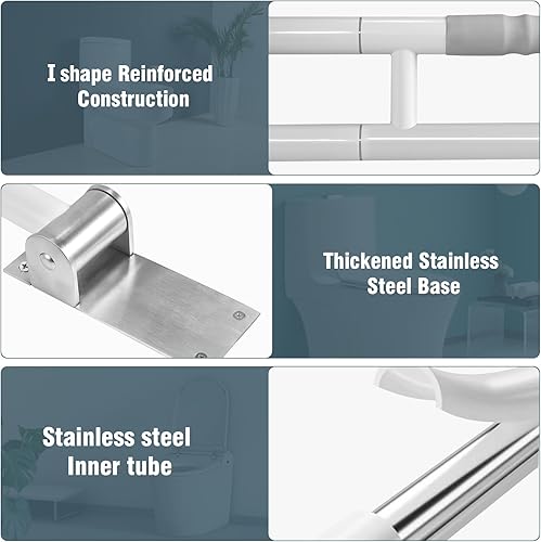 Miniatura 6 de WochiTV Barra de agarre abatible de 30.1 pulgadas, barras de agarre para discapacitados montadas en la pared, pasamanos de inodoro antideslizantes