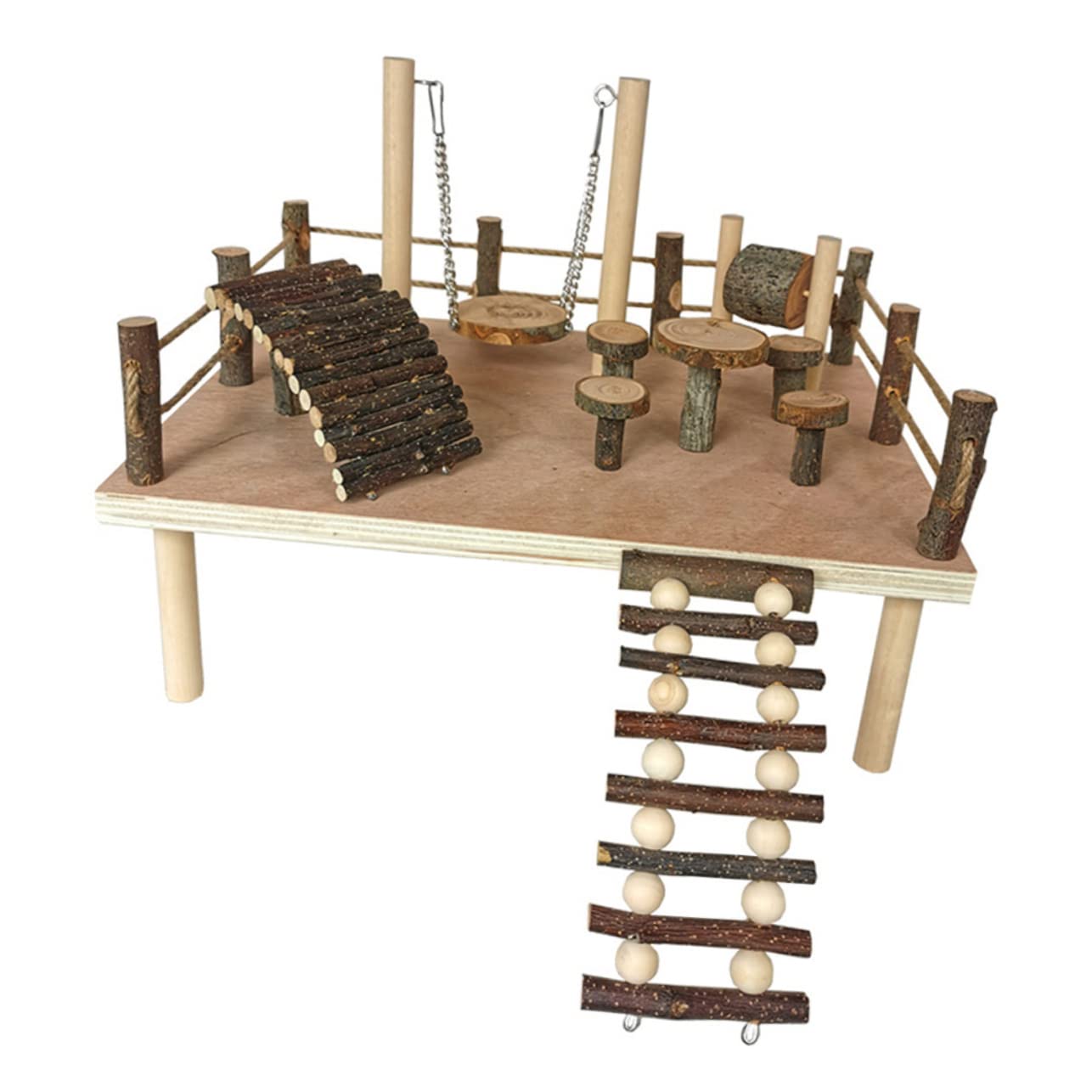 POPETPOP Escalera De Escalada De Hámster Juguetes De Enriquecimiento para Perros Jaula Cooperativa Golosinas De Hámster Juguetes De Conejo Conejillo De Indias Ratas Cerdo Madera De Manzana