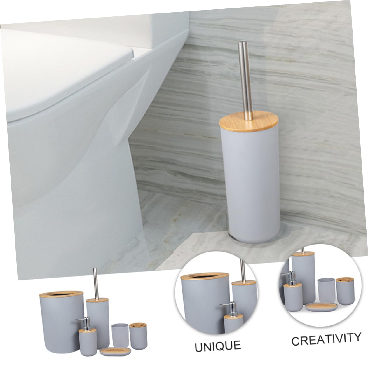 MAGICLULU Utensilios De Baño Bote De Basura Soporte para Cepillo De Dientes Vaso para Enjuague Bucal y Botella De Loción