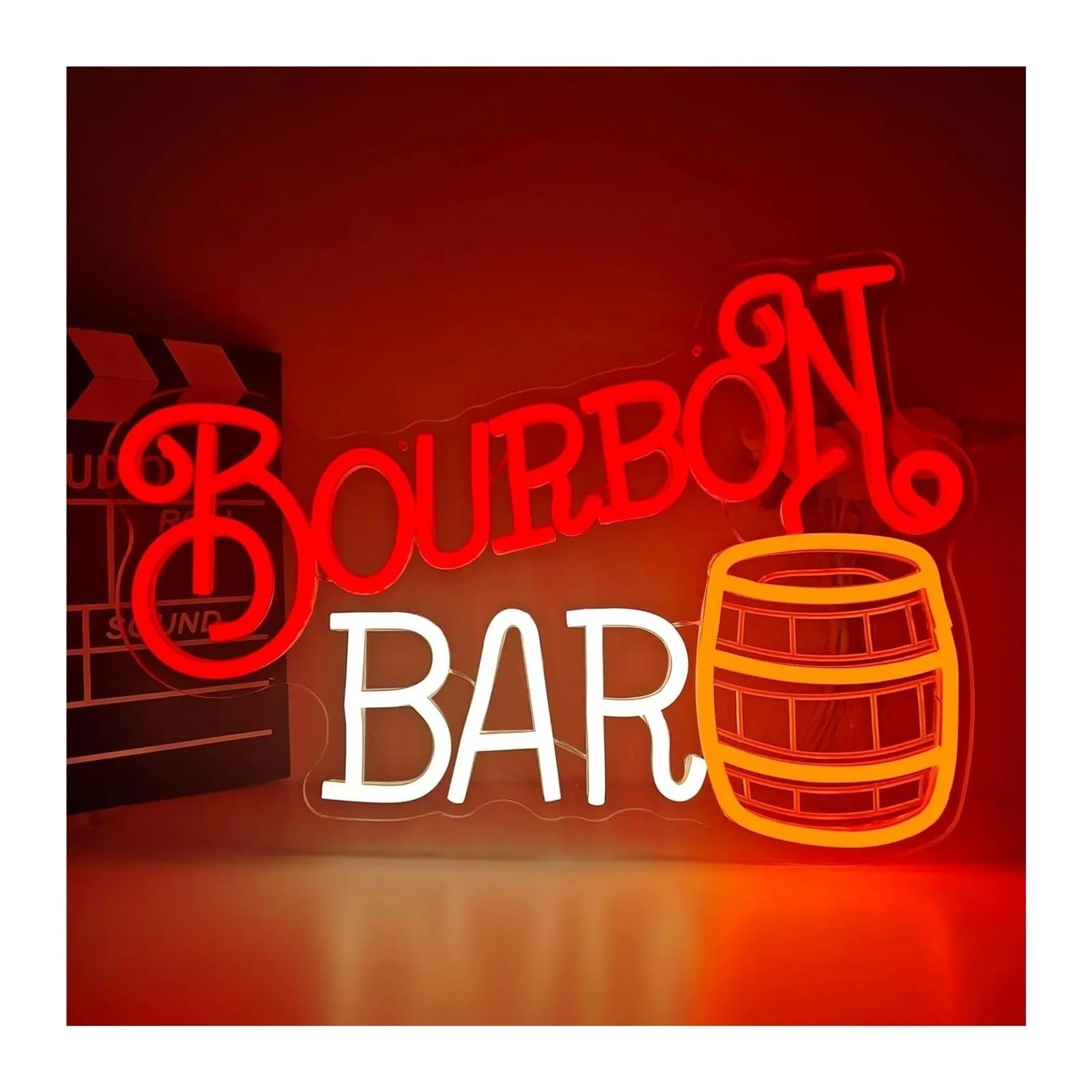 RONGCH Hanging Art Signs Bourbon Bar Neon Sign for Bedroom Livingroom Club Man Cave Party Wall Decoration 41x29cm