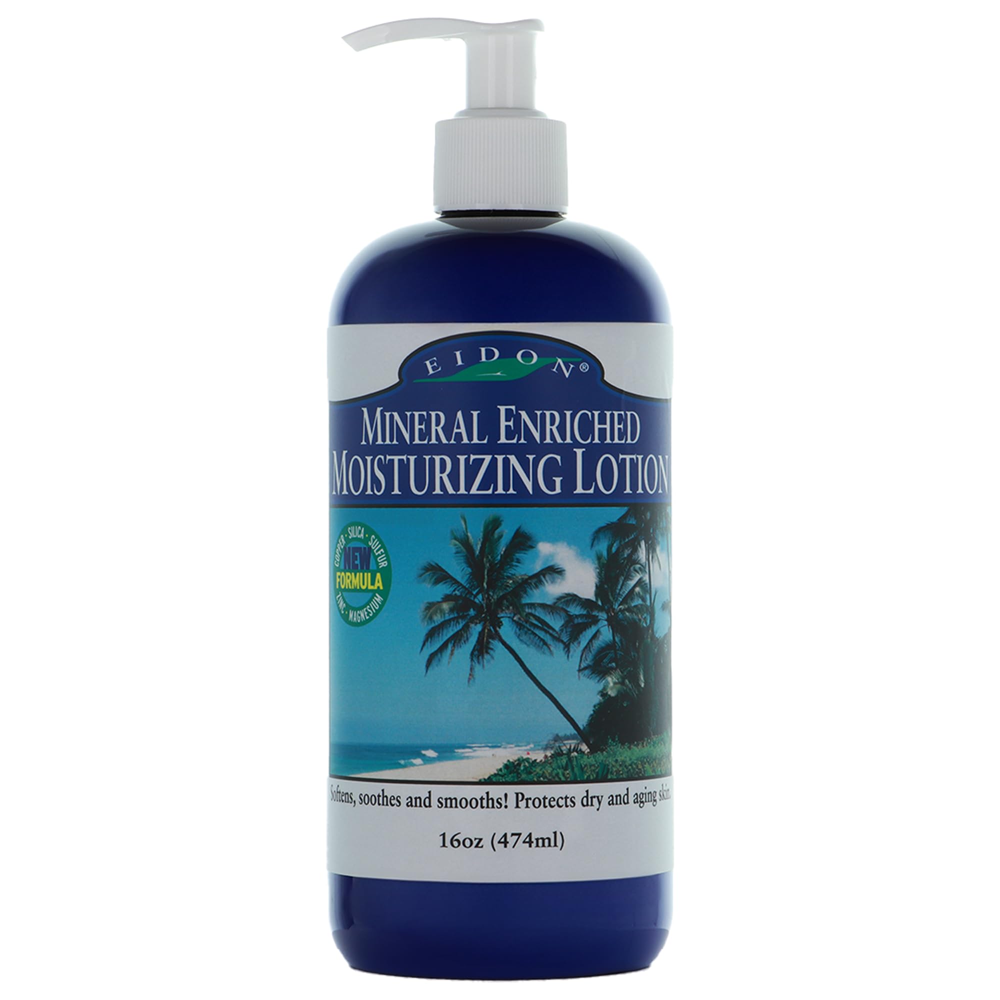 Eidon Mineral Enriched Moisturizing Lotion - Silica & Magnesium Lotion, MSM Cream for Face & Body, Topical Moisture & Hydration for Dry Skin with Natural Aloe & Organic Essential Oils - 16 fl oz