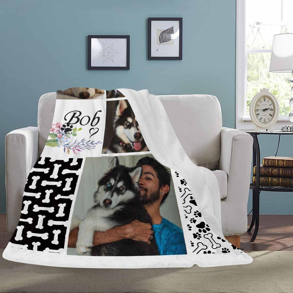 review Pet Dog Memorial Blanket Customized - in Loving Memory of Loss Dog Custom Throw Blanket with Dog Pictures and Name Personalized Dog and Cat Memorials Gifts