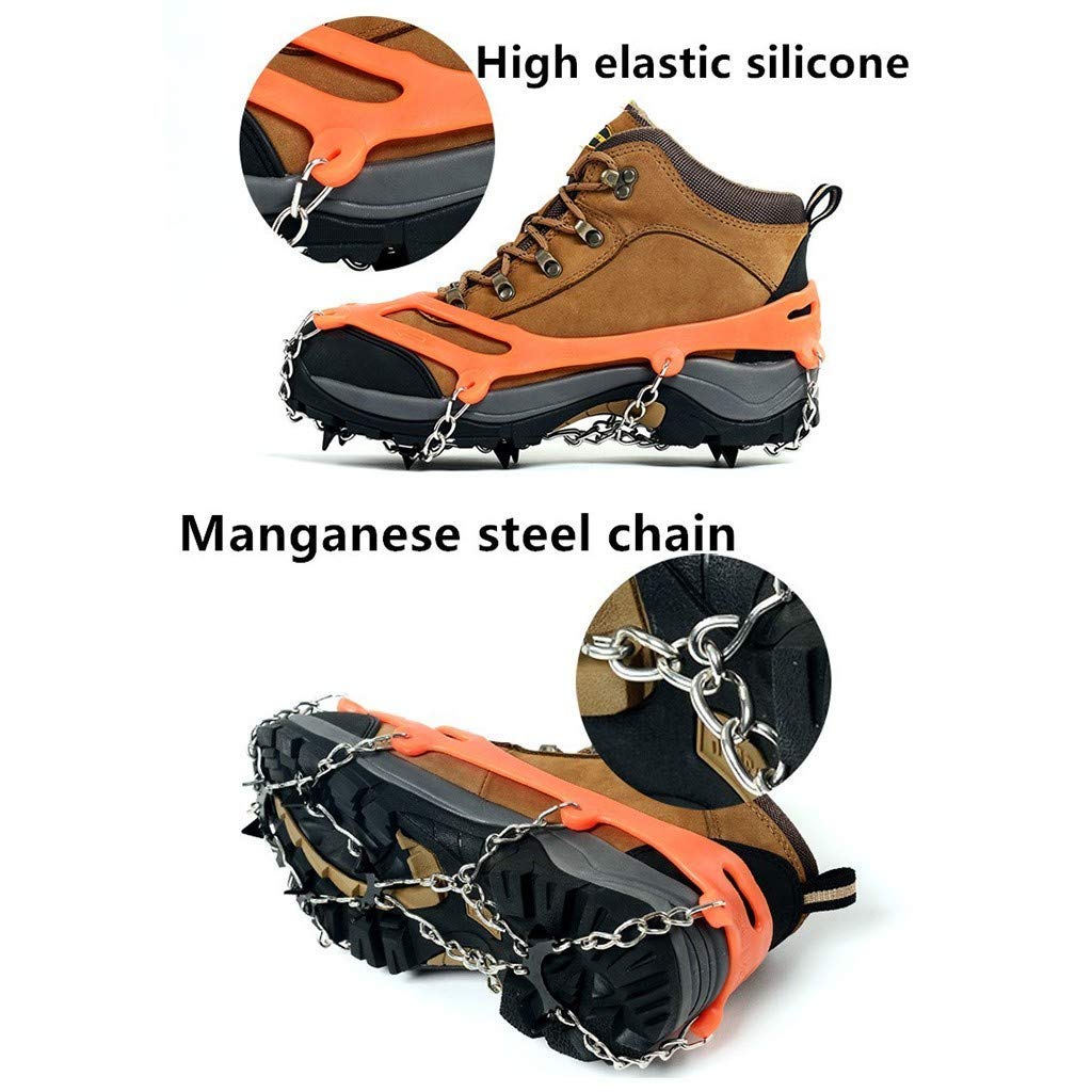 Ice Snow Grips Couvre-Chaussures Chaîne à Neige, Crampons à Crampons antidérapants Multifonctions avec 8 Crampons de Traction en Acier Inoxydable pour la Marche en Plein air, Le jo