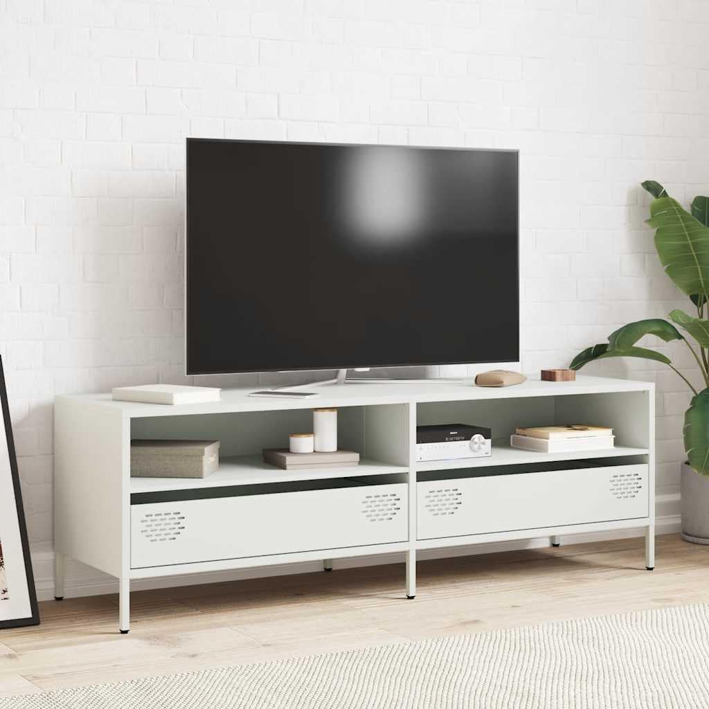 vidaXL Szafka RTV, biała, 135x39x43,5 cm, stal walcowana na zimno