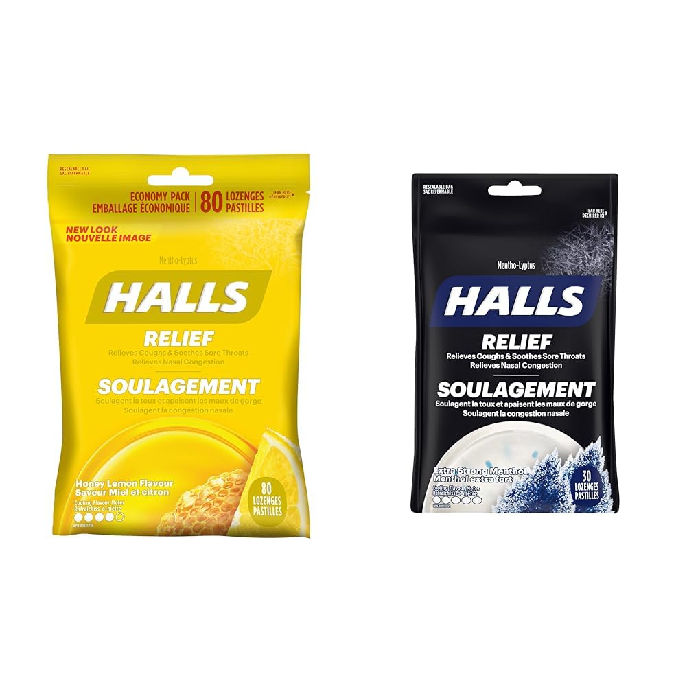 HALLS Triple Soothing Action Cough Drops Honey Lemon 1 Resealable