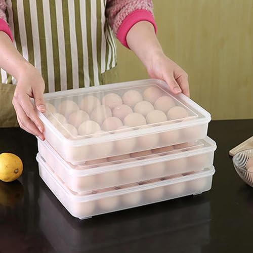 Miniatura 6 de Contenedor de huevos para refrigerador con 24 compartimentos, mantiene la comida fresca y sabrosa, caja de huevos de plástico multifuncional para