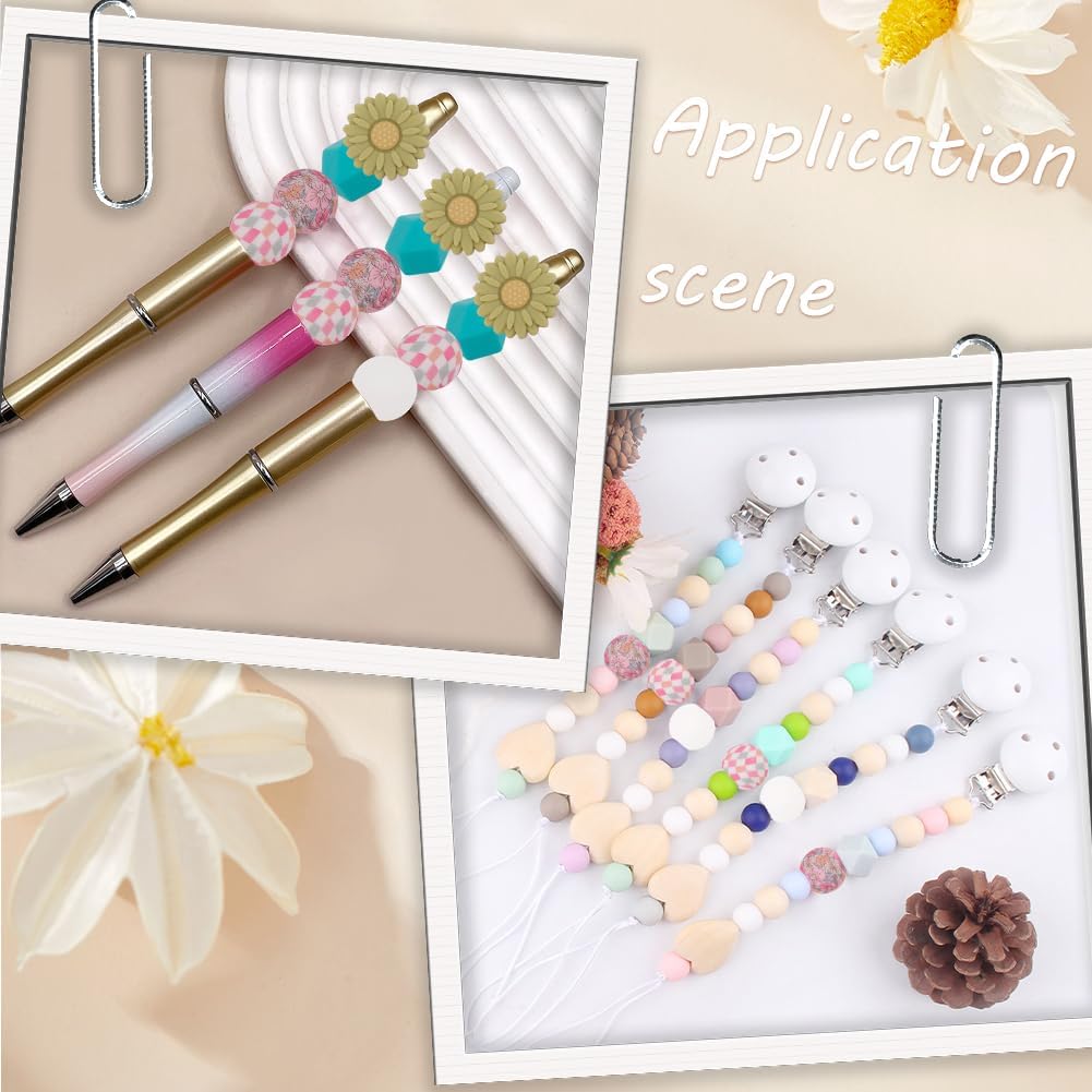 1 Box 5 Styles 30PCS Silicone Focal Beads with Hole Colorful Daisy Flower Hexagon Round Assorted Soft Charms Loose Spacer Bead Bulk for Jewelry Making Bracelets Adult DIY Crafts Supplies - Image 6